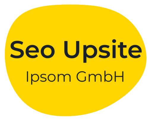 Logo der SEO Upsite Ipsom GmbH mit gelbem Hintergrund