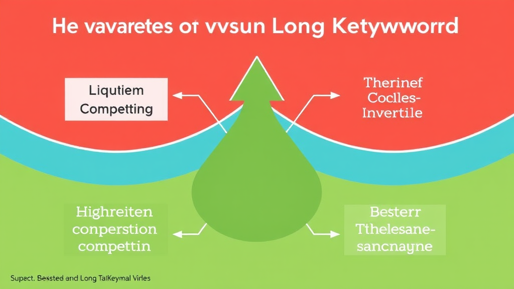 Grafik, die die Vorteile von Long-Tail-Keywords verdeutlicht, einschließlich geringerem Wettbewerb, höheren Conversion-Raten und besserer Zielgruppenansprache.