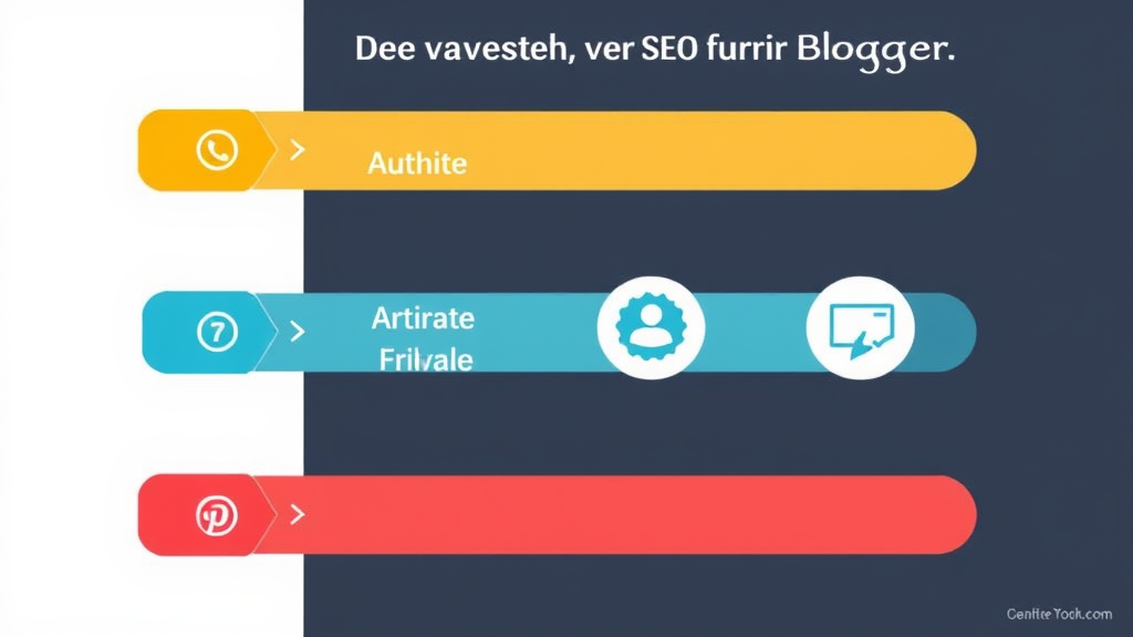 Grafik, die die Vorteile von SEO für Blogger darstellt: erhöhte Sichtbarkeit, Autorität, verbesserte Nutzererfahrung und gesteigerte Social-Media-Interaktionen.
