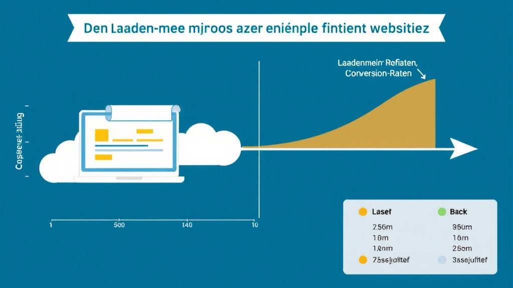 Grafik mit Diagramm zur Ladegeschwindigkeit einer Website, die den Zusammenhang zwischen Ladezeiten, Nutzerverhalten und Conversion-Raten verdeutlicht.