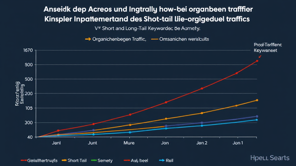 Grafik mit einem Diagramm, das den Anstieg des organischen Traffics und Umsatzes nach Implementierung von Short-Tail- und Long-Tail-Keywords bei verschiedenen Unternehmen zeigt.