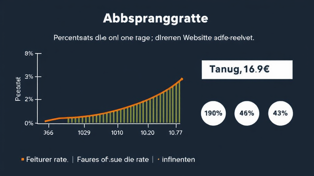 Grafik mit einem Diagramm zur Darstellung der Absprungrate, zeigt den Prozentsatz der Besucher, die nur eine Seite auf einer Website aufrufen, sowie Faktoren, die die Rate beeinflussen.