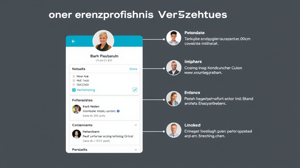 Grafische Darstellung eines Unternehmensprofils in einem Online-Verzeichnis, mit Kontaktdaten, Kundenbewertungen und ansprechenden Bildern zur Förderung der Sichtbarkeit.