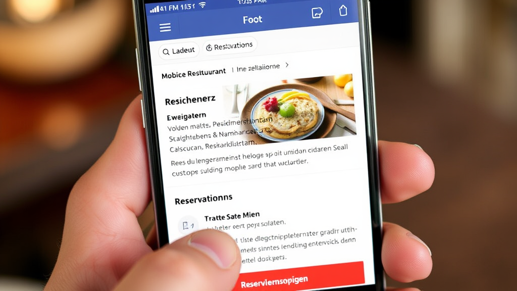 Mobil optimierte Restaurant-Website auf einem Smartphone, mit klarer Navigation und schnell ladenden Informationen wie Speisekarten und Reservierungsoptionen.