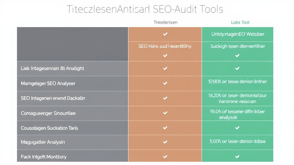 Tabelle mit Vergleich zwischen kostenlosen und kostenpflichtigen SEO-Audit-Tools, inklusive Funktionen wie SEO-Analyse, Wettbewerbsanalyse und Backlink-Monitoring.