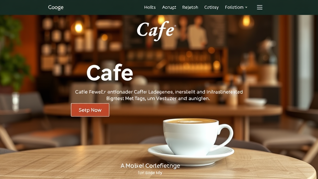 Ein Café mit ansprechender, mobil optimierter Website, die schnelle Ladezeiten, individuelle Inhalte und klare Meta-Tags zeigt, um Besucher anzuziehen.