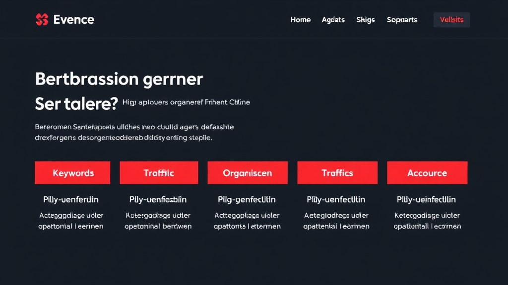 Grafik einer Eventagentur-Website, die Suchmaschinenoptimierung (SEO)-Elemente zeigt, wie Keywords, organischen Traffic und höhere Platzierungen in Suchergebnissen.