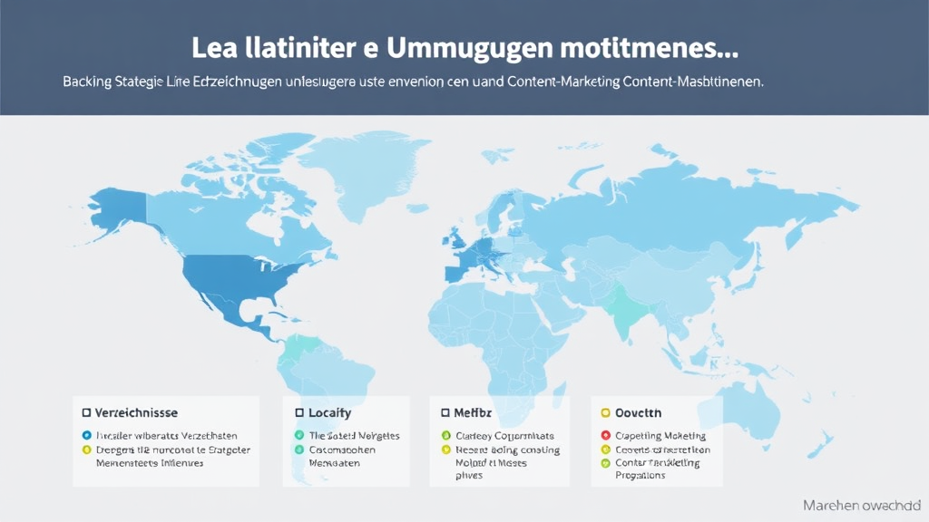 Grafik eines Umzugsunternehmens mit einer visuellen Darstellung seiner Backlink-Strategie, einschließlich lokaler Verzeichnisse, Kooperationen und Content-Marketing-Maßnahmen.