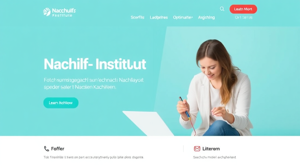 Grafik eines optimalen Webseitenlayouts für ein Nachhilfeinstitut, mit Fokus auf schnelle Ladezeiten, mobile Optimierung, klare Navigation und ansprechenden Inhalten.