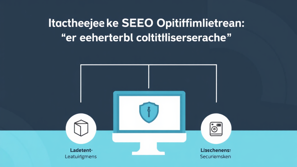 Grafik zur technischen SEO-Optimierung für Reinigungsfirmen, die Ladezeiten, Sicherheitsmaßnahmen und mobile Optimierung hervorhebt.