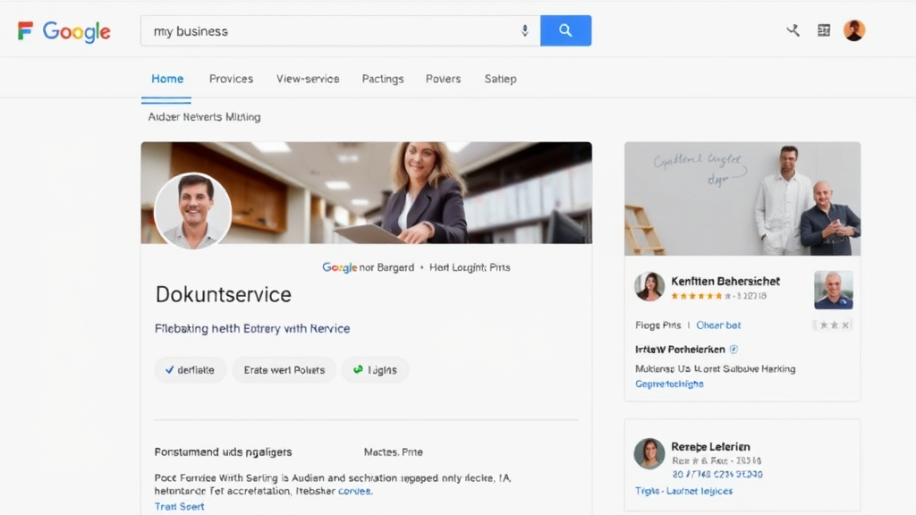 Screenshot eines optimierten Google My Business-Profils eines Schlüsseldienstes mit vollständigen Unternehmensinformationen, hochwertigen Bildern und Kundenbewertungen.