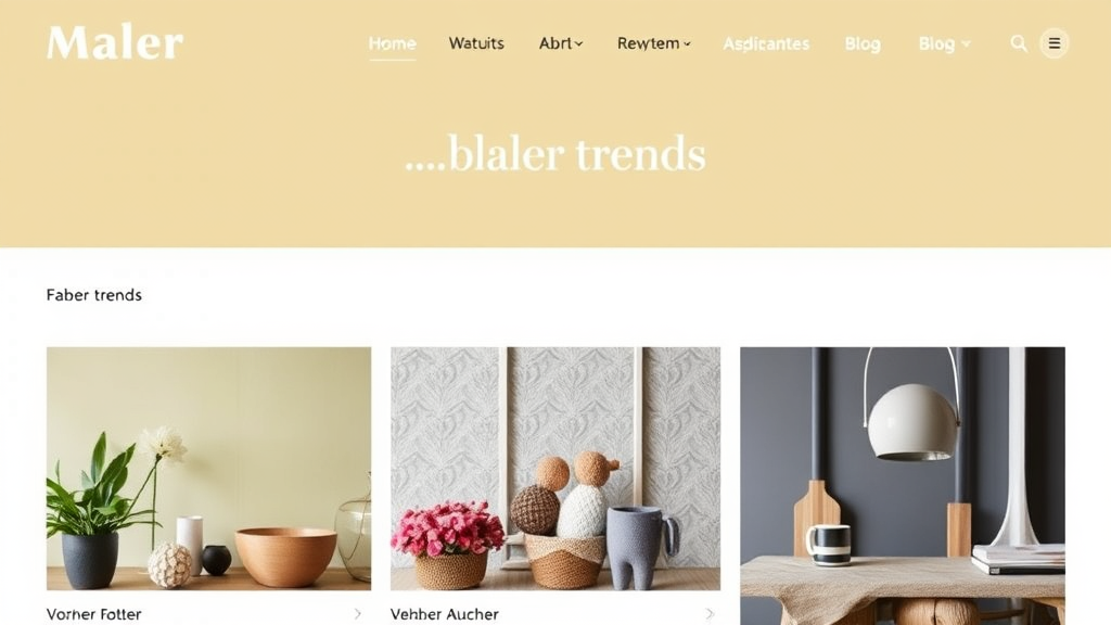 Screenshot einer gut strukturierten Maler-Website mit klarer Navigation, ansprechenden Vorher-Nachher-Bildern und einem Blog über Farbtrends.